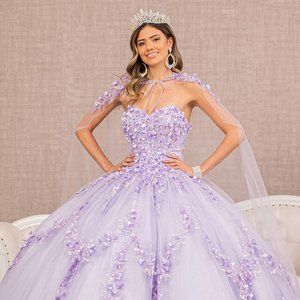 NEW LONG OFF SHOULDER SLEEVELESS DRESS WITH LACE UP BACK LONG MESH CAPE GL3103